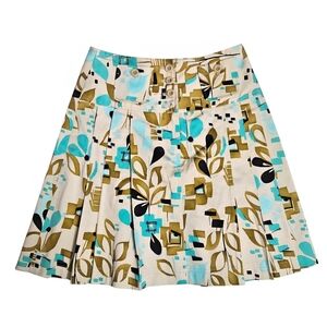 Etcetera Abstract Print Pleated Button Front Skirt Women’s Size 0